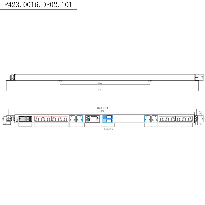 Ổ cắm Nam Phi 16 Ổ cắm 1.5U Bộ ngắt mạch từ chất lỏng Giá đỡ thông minh TCP/IP dọc PDU