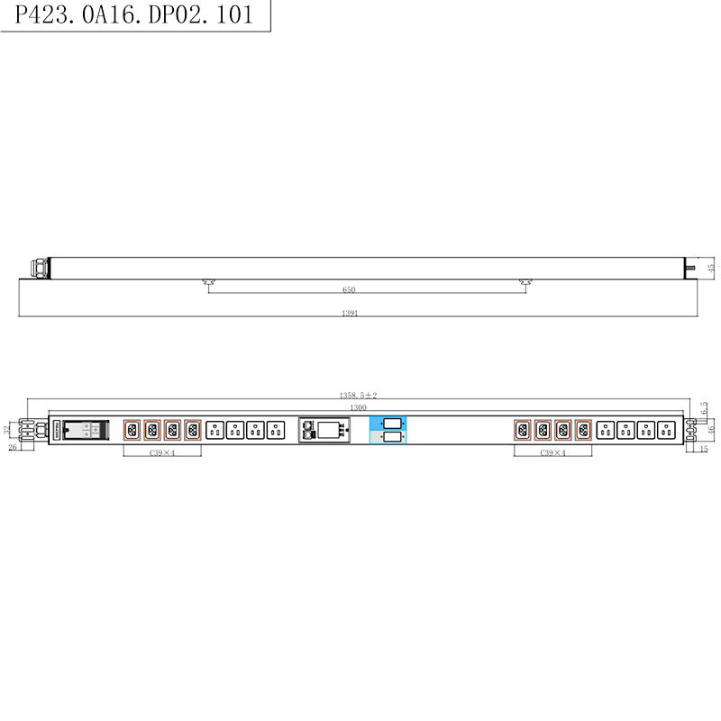 16 Ổ cắm IEC C13 C19 & Ổ cắm Hoa Kỳ 1.5U Bộ ngắt mạch từ chất lỏng Giá đỡ thông minh TCP/IP dọc PDU