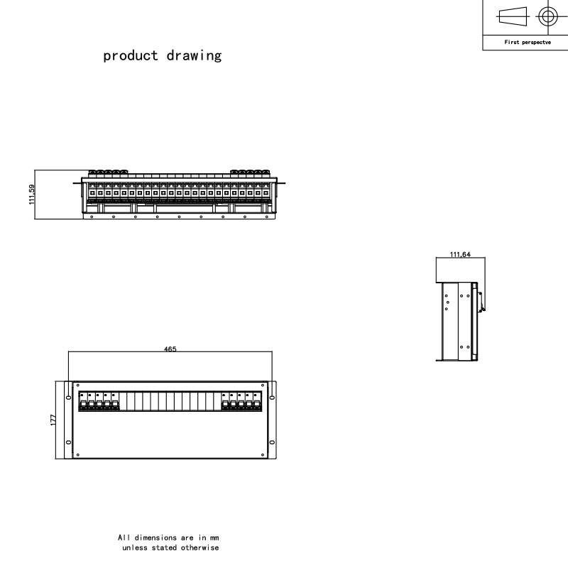 Giá đỡ ngang 3U Pdu màu xám