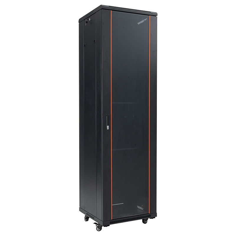 Tủ rack máy chủ cửa kính đơn phía trước/cửa sau mù 18U-42U màu đen