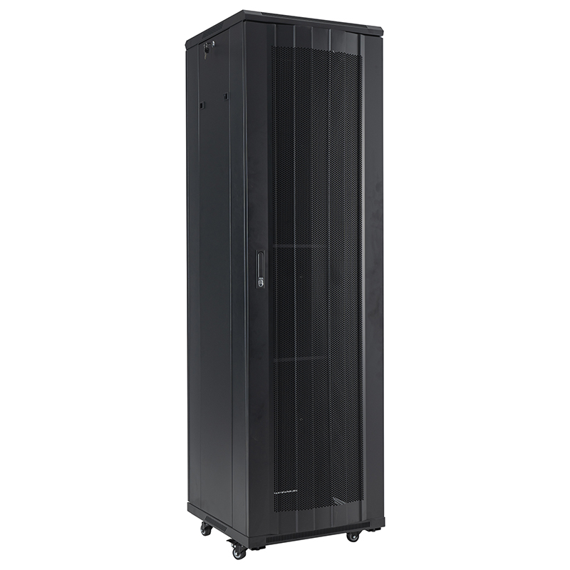 Tủ rack máy chủ cửa kính đơn phía trước/cửa sau mù 18U-42U màu đen