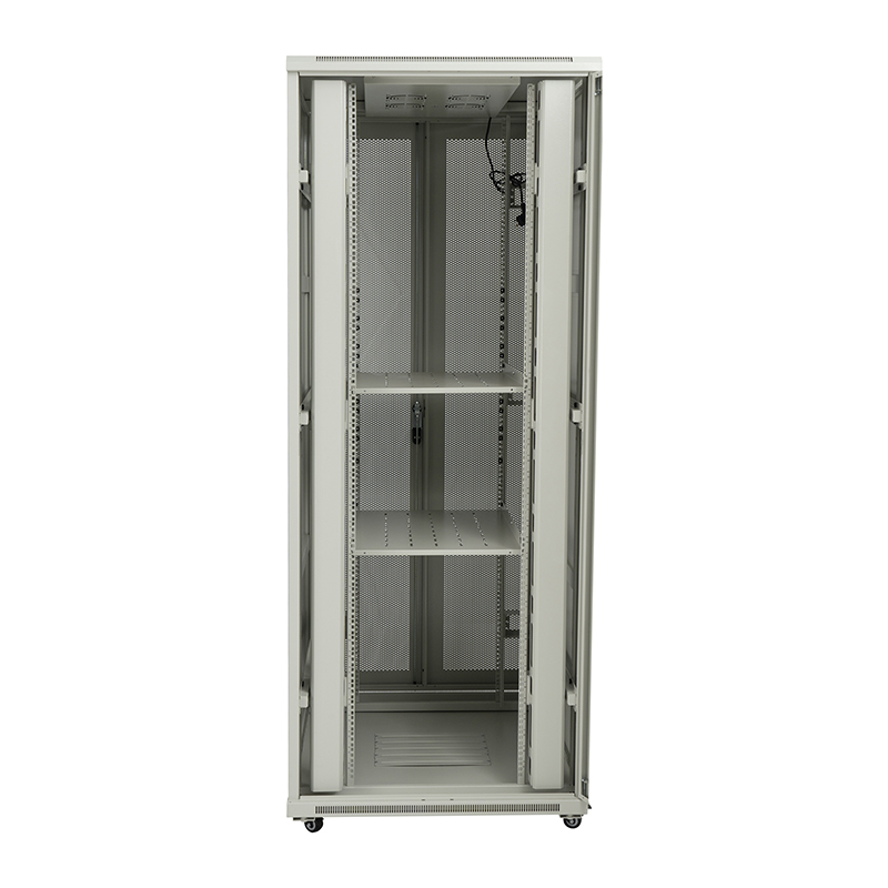 Tủ rack máy chủ cửa đơn đục lỗ phía trước/cửa đôi đục lỗ phía sau 18U-42U màu xám