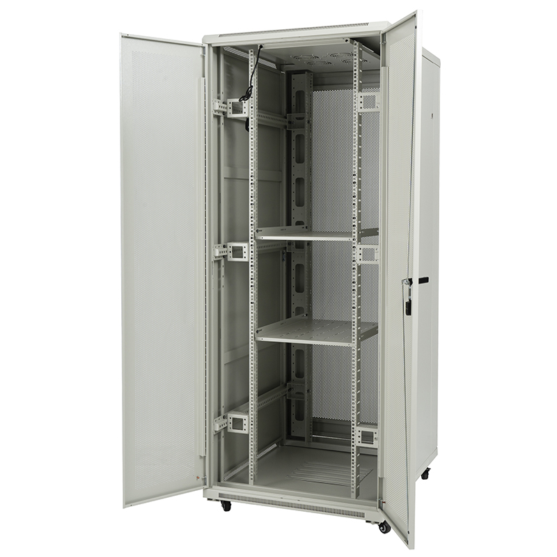 Tủ rack máy chủ cửa đơn đục lỗ phía trước/cửa đôi đục lỗ phía sau 18U-42U màu xám