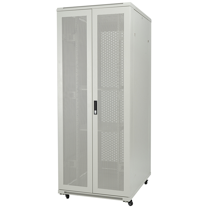 Tủ rack máy chủ cửa đơn đục lỗ phía trước/cửa đôi đục lỗ phía sau 18U-42U màu xám