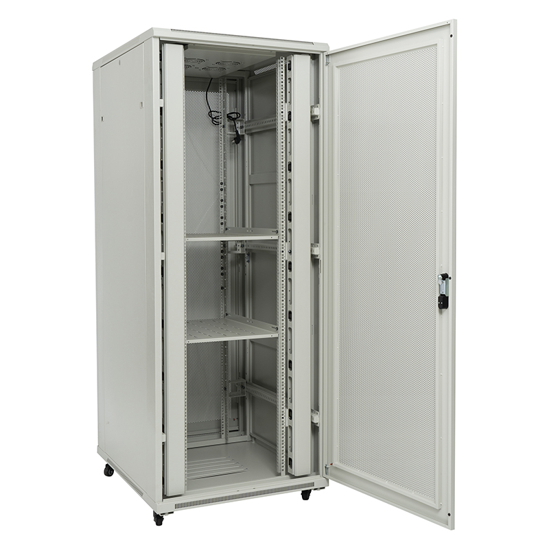 Tủ rack máy chủ cửa đơn đục lỗ phía trước/cửa đôi đục lỗ phía sau 18U-42U màu xám