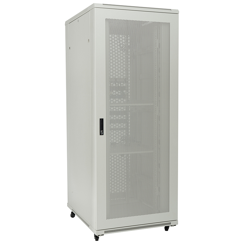 Tủ rack máy chủ cửa đơn đục lỗ phía trước/cửa đôi đục lỗ phía sau 18U-42U màu xám